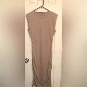 BTFBM Nude Tan Stretch Dress Drawstring Side Sleeveless Women’s size M Medium